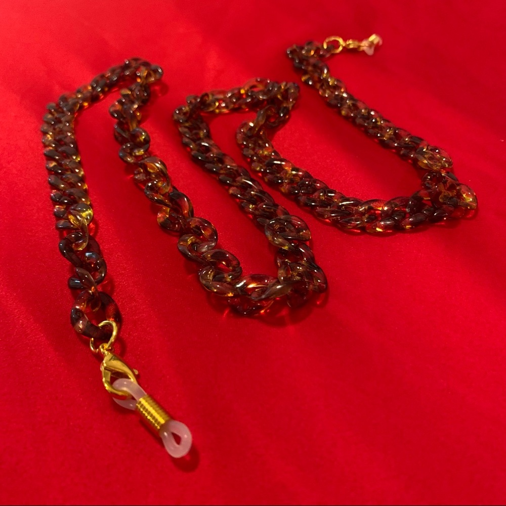 Tortoise Shell Acrylic Sunglass chain Mask Chain